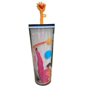 Starbucks New Guillen silicone VIDA straw sun heart topper tumbler FUN animals